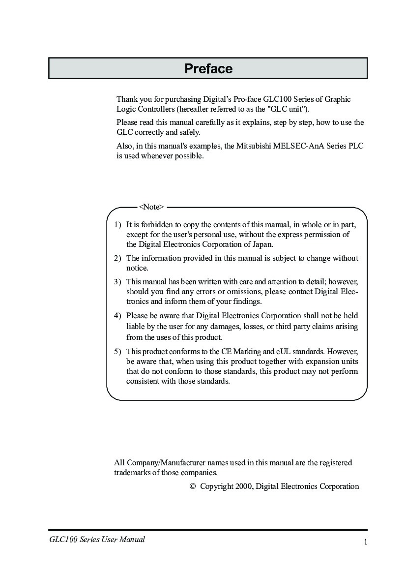 First Page Image of GLC100-SC41-24V User Manual.pdf